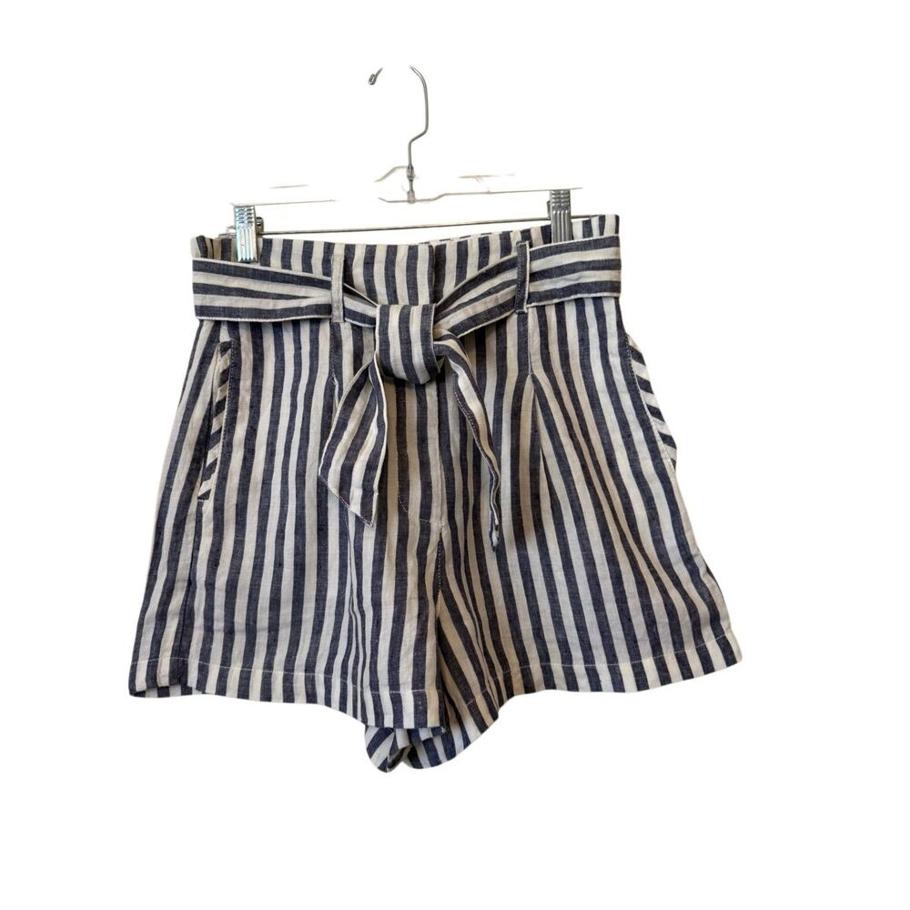 Cynthia Rowley Shorts Striped Linen With Tie Belt Size 6 Coastal, Nautical